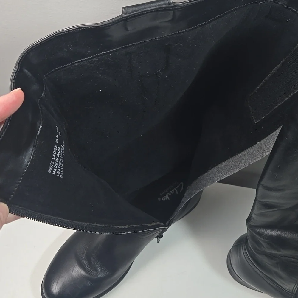 Clarks Black Leather Tall Riding Boots